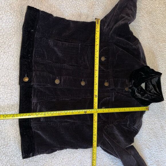 J. Jill MP Black Corduroy Fuzzy Collared Long Sleeve Womens Jacket EUC - Picture 10 of 12